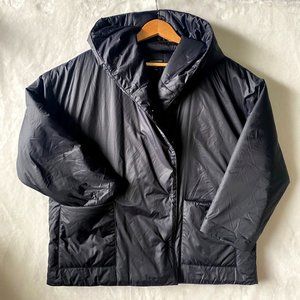 Eileen Fisher PL LP Petite Large Eggshell Recycled Nylon‎ boxy puffer coat black